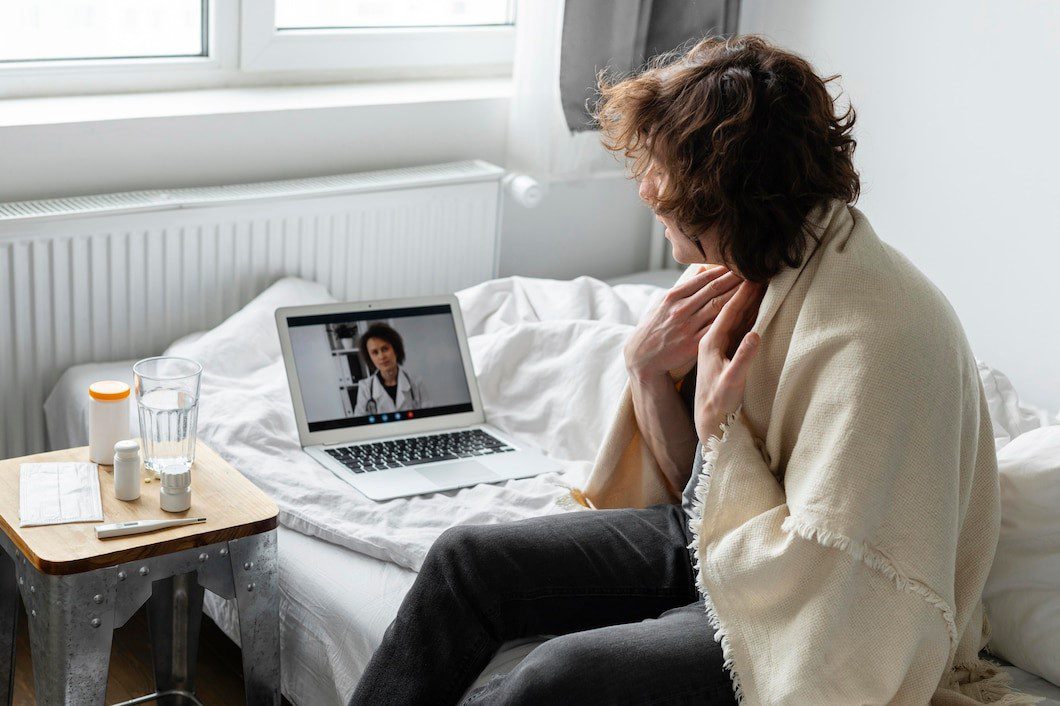 Person having online consultation with a doctor.